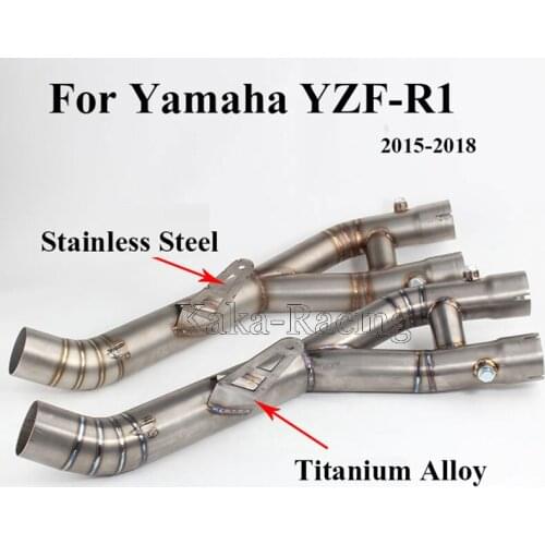 Titanium alloy Stainless Steel Modified Motorcycle Exhaust Muffler middle link Pipe tube slip on for Yamaha R1 YZF-R1 2015-2018