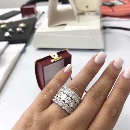 ETERNITY 925 SILVER PAVE SETTING FULL Created Diamond BAND Rings for Women ENGAGEMENT WEDDING Diamond Ring FINGER Jewelry