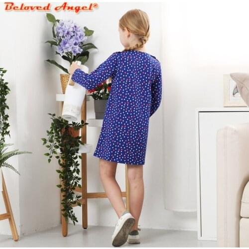 Spring Autumn Girl Dress Long Sleeve Butterfly Dot Kids Dresses Princess Teenage Casual Dress 3-8 Years Children Clothes