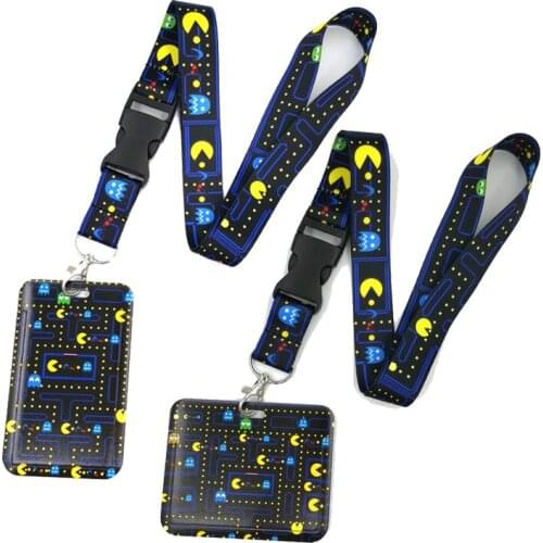 Funny Game Cartoon Cute Lanyard Credit Card ID Holder Bag Student Women Travel Card Cover Badge Car Keychain Decorations