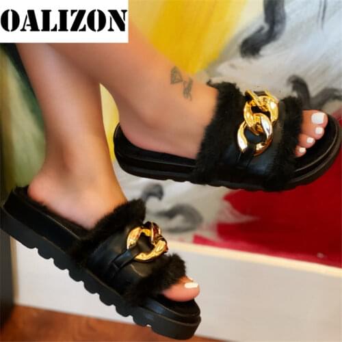 Fashion Autumn Winter New Women Flat Platform Short Plush Flip Flops Slippers Shoes Woman Lady Sexy Furry Sandals Slippers Shoes