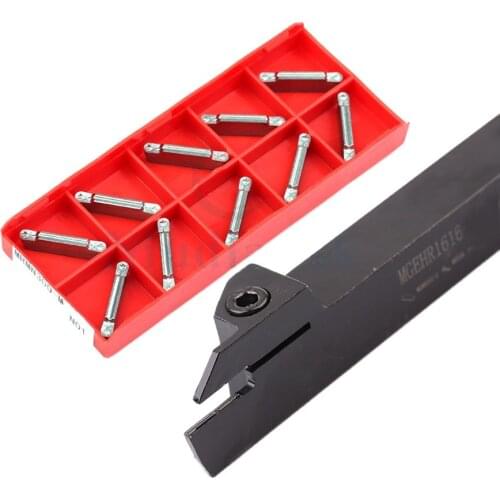 1pc MGEHR1616-2/3/4 grooving outer diameter turning toolholder for CNC machine tool+10pcs MRMN200/300/400 Carbide cutting insert