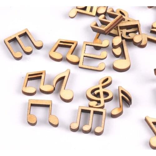 100pcs Natural mix Note pattern wooden Scrapbooking Carft for Home decoration diy Handmade Craft 14x15mm MT1712