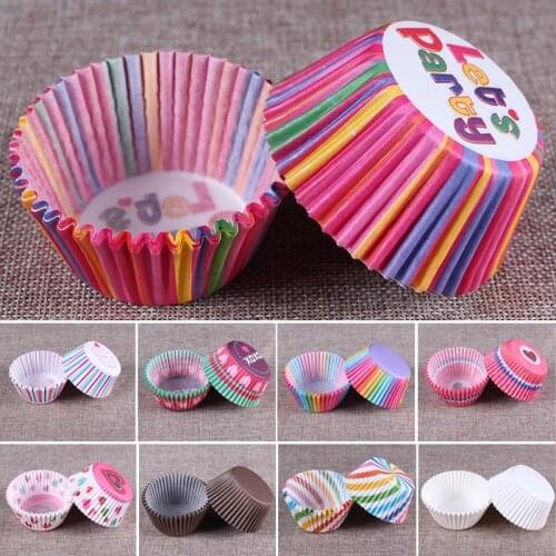 100Pcs/Set Cake Wrapping Muffin Cups Paper Kitchen DIY Dessert Box Liners Food Grade Paper Cup Cake Baking Mould Party Tray