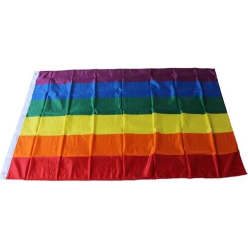 100pcs Gay Friendly Rainbow Flag Banners Colorful Rainbow Flag Cheerleader souvenir 90x150cm