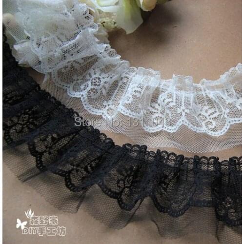 5Yard/Lot diy handmade clothes accessories lace Trim embroidery black white lace fabric 6cm wide