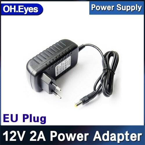 OH.eyes 12V2A AC 100V-240V Converter Adapter DC 12V 2A 2000mA Power Supply EU Plug 5.5mm x 2.1-2.5mm for LED CCTV