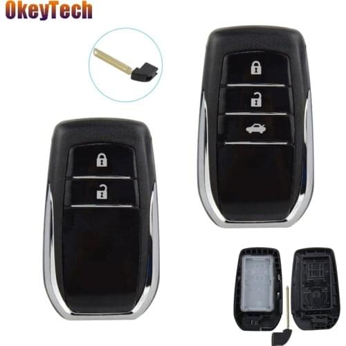 OkeyTech Car Key Case For Toyota Camry Crown Avalon 4Runner Land Cruiser Prius RAV4 Venza Smart Key Card Fob Blank Key Shell
