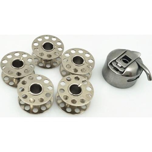 Industrial Sewing Machine 1pc Bobbin Case + 5pcs Bobbins for Brother Janome Singer Sewing Machine Sewing Accessories 5BB5307