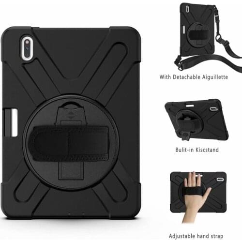 Cover Stand silicon 360 Rotating Case For Huawei Matepad Pro 10.8 Kids Safe Shockproof Armor cover Hand Strap + Neck Strap