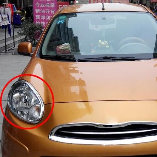 For Nissan March 2010-2015 ABS Chrome Front Rear Trunk Headlight Tail Light Lamp Cover Trim Styling Garnish Bezel Molding