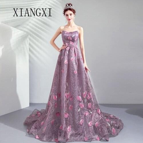 Elegant Evening Dress Long Strapless Floor Length Formal Party Gowns Lace Prom Dresses Evening Dresses Formal Gowns Vestidos
