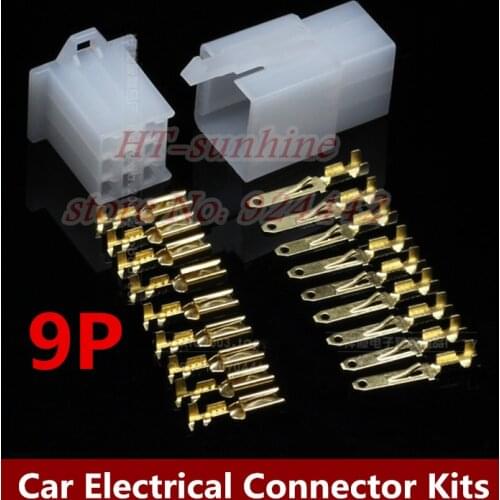 Hot sale 500Sets/LOT 2.8mm connector 9Pin Electrical 2.8 Connector Kits Male Female socket plug for Motorcycle Motorbike Car