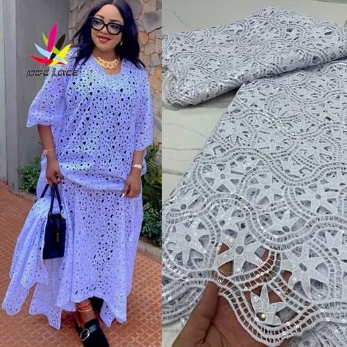 2021 Sequin Tissue Lace Fabric Purple Color African Embroidery Sequence Nigerian French Party Latest Aso-ebi Tulle Milk Silk