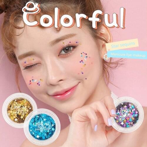 LIDEAL 6 Style Hybrid Sequins Glitter Star Shape Nail Face Body Eye Shadow Fantasy Glitter Pots Beauty Party Decorations Makeup