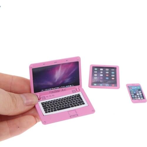 Cute Simulation Mini Laptop Computer Dollhouse Miniature 1:12 Alloy Crafts Dollhouse Decoration For Doll House DIY Accessories