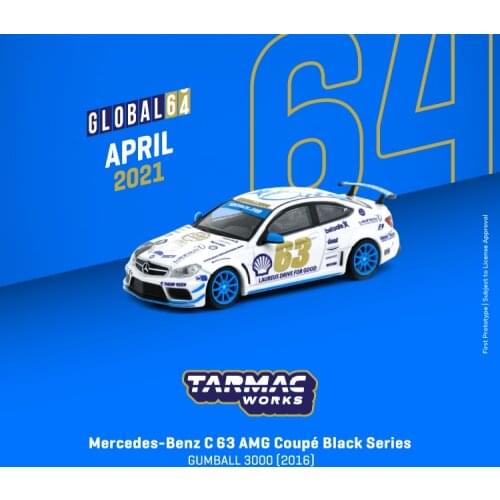 Tarmac Works 1:64 C63 AMG Black Series GUMBALL 3000 2016 Model Car