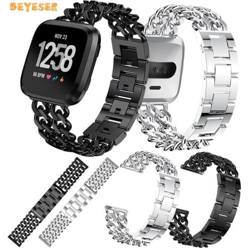 Fashion Women Alloy Wristband For Fitbit Versa Watch Luxury Adjustable Replacement Strap Durable Watchband Bracele Accessories