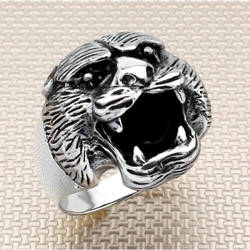 Animal Leopard Silver Ring Men Silver Ring Made In Turkey Solid 925 Sterling Silver