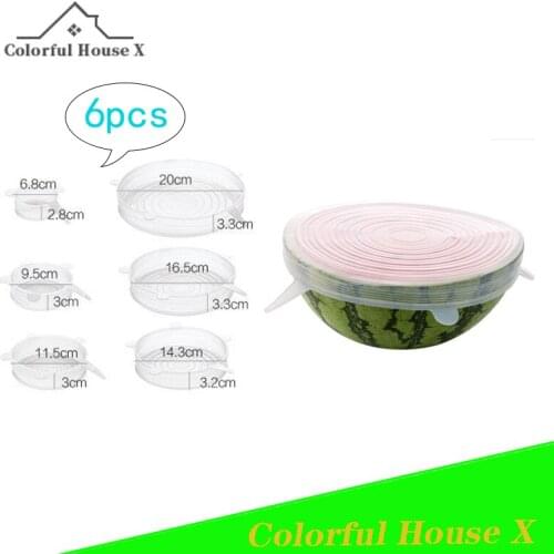 6pcs Set Of Silicone Fresh-Keeping Cover Universal Bowl CoverSealed Refrigerator Kitchen Food Leakproof Environmental Protectio