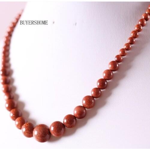 New without tags Natural Stones Round Beads Gold Sandstone Necklace 18" 1Pcs RE096