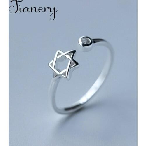 Charming Boho Korean Open Adjustable Size Star David Rings for Women Wedding Ring Jewelry Valentines Day GIFT