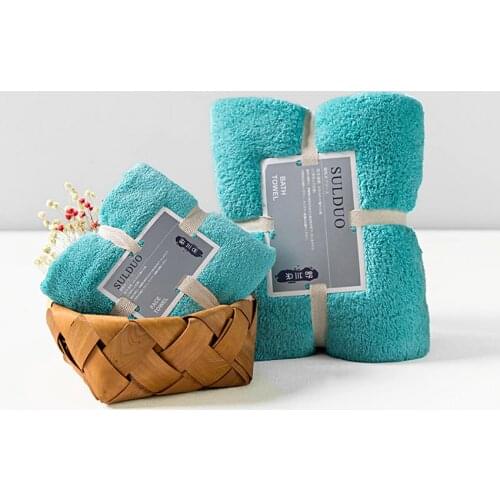 2pcs Solid Bath Shower Towels Magic Soft Face Towel Plain Towel Set For Adult Kids 36*80cm + 150*75cm Toalla Serviette De Plage