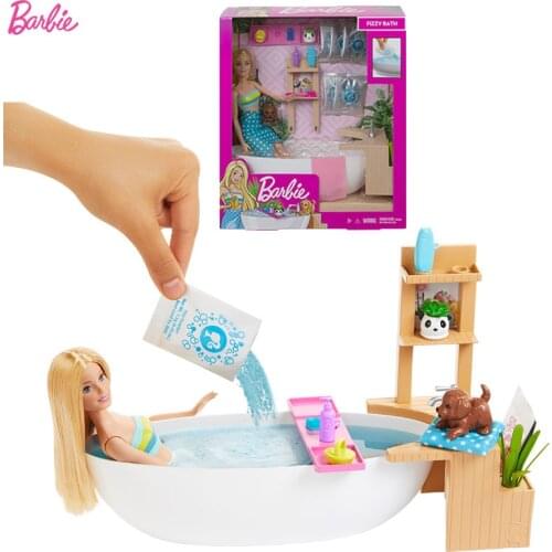 Original Barbie Spa Bath Dolls Pool Playset Blonde Doll Kids Toys for Girls Puppy Barbie Accessories Toys for Children Juguetes