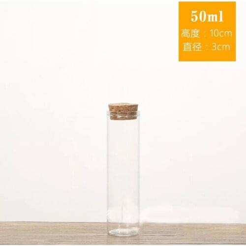 5pcs/lot 30*100mm 50ml Test Tube with Cork Stopper Beans Liquid Food Bottle Spice Bottles Container Jars Vials DIY Craft Decor