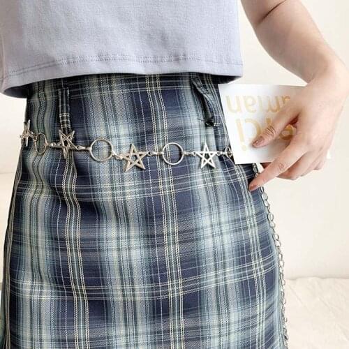 Simple Metal Women Waist Chain Ladies Star Decoration Thin Belt Dress Gold Silver Waistband Jewelry Accessories Body Chain