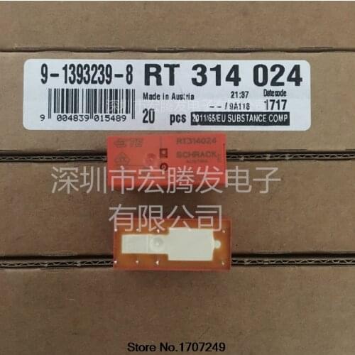 Free Shipping 100% new original relay 20pcs/lot SCHRACK 9-1393239-8 relay RT314024 24VDC 8PIN 16A 250VAC