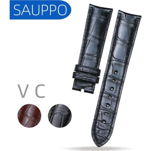 SAUPPO suitable for Vacheron Constantin Alligator strap Genuine Leather Watchbands black brown Watch Strap Band 20mm mens strap