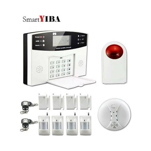 SmartYIBA GSM Alarm System Smoke Detector Motion Sensor Door Open Reminder Autodial Security Alarm Kits For Remote Home Safety