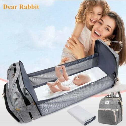 Baby Diaper Bag Bed Backpack For Mom Maternity Bag For Stroller Nappy Bag Large Capacity Nursing Bag for Baby Care Upgrade Hooks