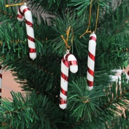 6pcs/pack Santa Clus small Walking stick Christmas tree pendant small cane decoration gift supplies Xmas home decoration 785587