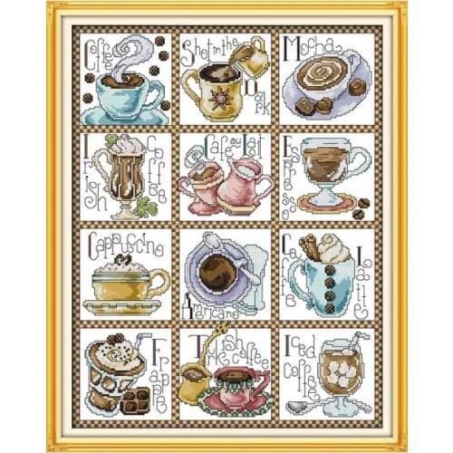 Cross stitch sewing embroidery December coffee painting, 11CT pure hand DMC embroidery needlework embroidery stitch