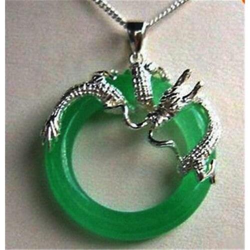 > Jewelry Green Dragon Pendant Necklace + chain