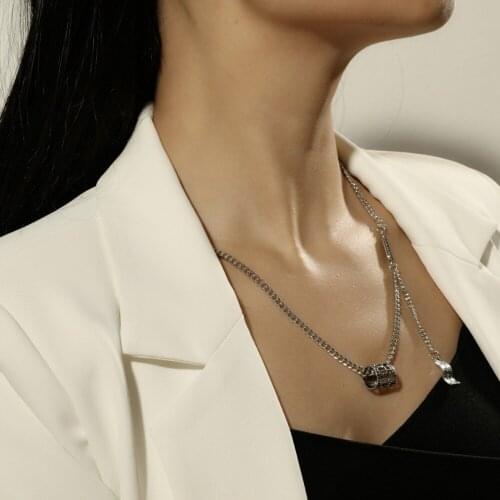 Goth Multilayer Fortunes Bead Pendant Choker Necklace Collares Boho Titanium Steel Tassel Chain Necklace Aesthetic Women Jewelry