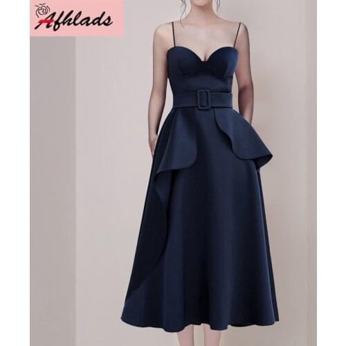 2020 Spring And Summer New Dress Sleeveless Spaghetti Strap Ruffles High Waist Sexy Elegant Vintage Party Vestidos Dress