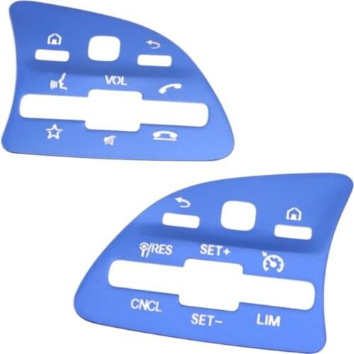 1 Pair Blue Car Interior Front Steering Wheel Button Decoration Trim Bezel Fit For Mercedes Benz A C E GLB GLC GLE Class 2020