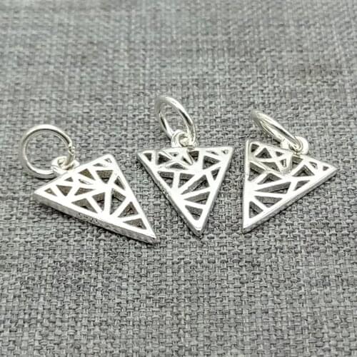 10 Pieces 925 Sterling Silver Triangle Charm for Bracelet Necklacee Earrings