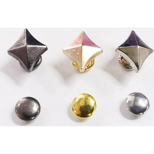 100sets 3 Colors Metal Rhombus Rivets Studs High-quality Rivet for Leather Craft Bag Belt Clothing Garment Shoes Collar Parts