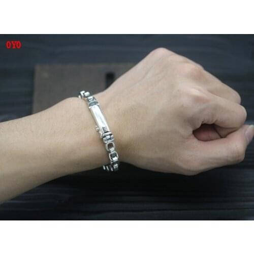100%S925 sterling silver square ring buckle Thai silver bracelet 6mm