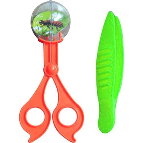 2Pcs/Set Portable Kids Bug Insect Catcher Scissors Tongs Tweezers Clamp Biology Cleaning Tool Kids Toy Child Nature Exploration