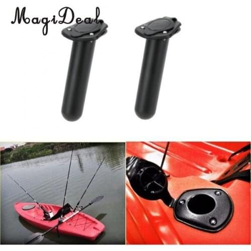 2Pcs Durable Plastic Flush Mount Kayak Fishing Boat Rod Holder w/ Cap Gasket Rafting Inflatable Boat DIY Accessories Replacement
