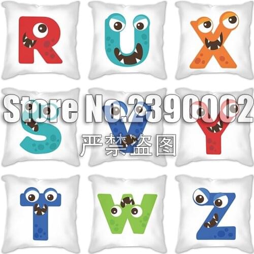 45x45cm Cushion PillowCover 26 monster English letters Pillow Throw Sofa Car Home Decorative Pillowcase Decor Cushion Cover