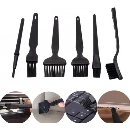 6pcs Portable Anti-static Dusting Brush Laptop Keyboard Cleaning Brush Set Black Cleaning Tool Kit