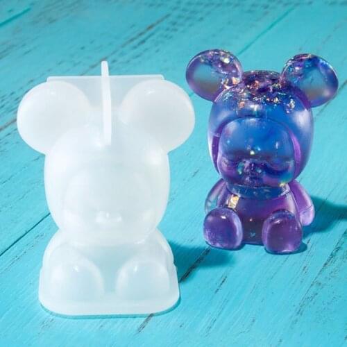 97QE Silicone Mold Mirror 3D Molds DIY Jewelry Making Decoration Cake Fondant Epoxy Resin Crafts Pig Cute Bear Baby Necklace