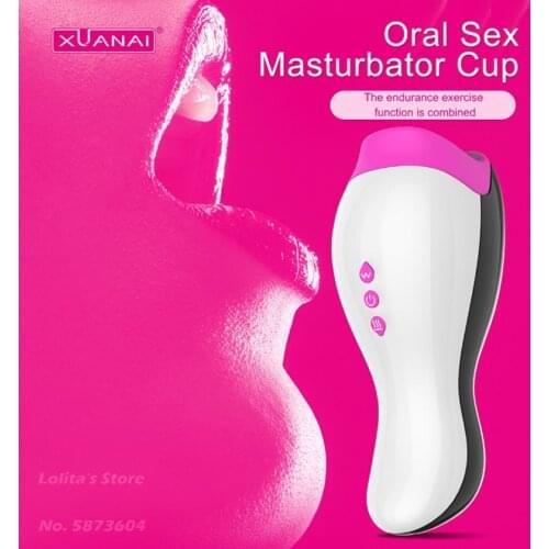 12modes Automatic heat-absorbing Male Masturbation Cup Silicone Vagina moaning Vibrator real oral Sex Toys For Men Penis Trainer