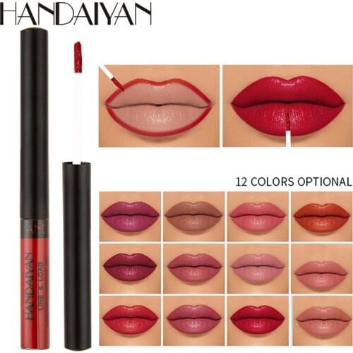​2in1 LipGloss Lasting Waterproof Lip Pencil Moisturizing Matte Double Head Automatic Rotation Multi-function Lipstick Lip Liner
